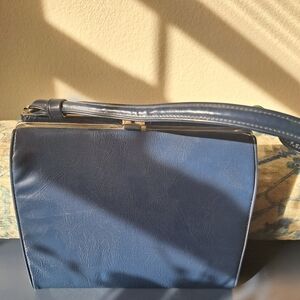 Vintage 1960s Navy Blue Faux Leather Purse